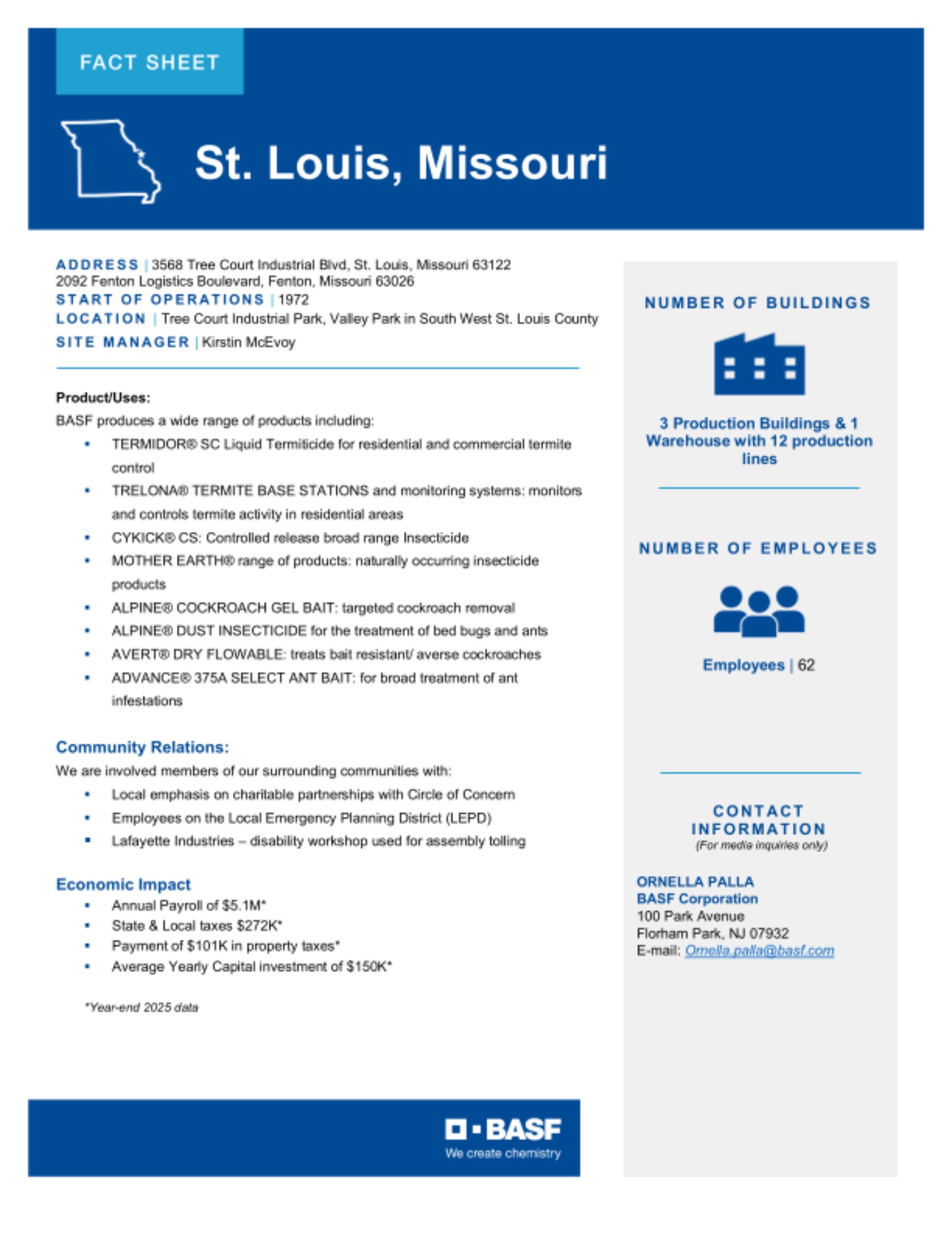 St Louis - Missouri - Site Fact Sheet - January 2025 Update St Louis - Missouri - Site Fact Sheet - January 2025 Update